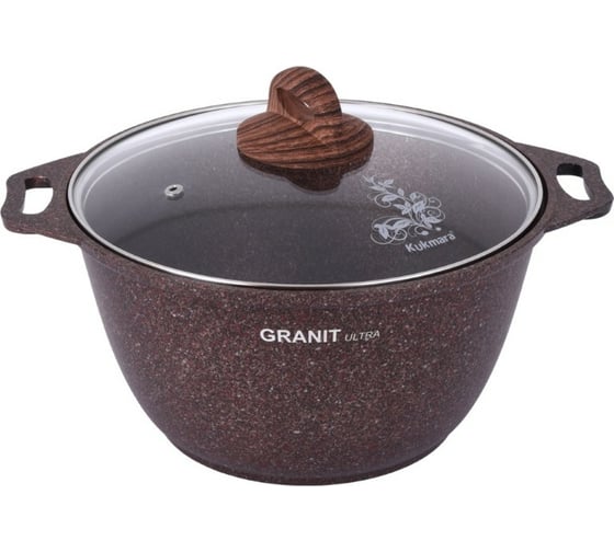 Кастрюля Kukmara линия Granit ultra red 4 л со стеклянной крышкой антипригарное покрытие ПД8032 1