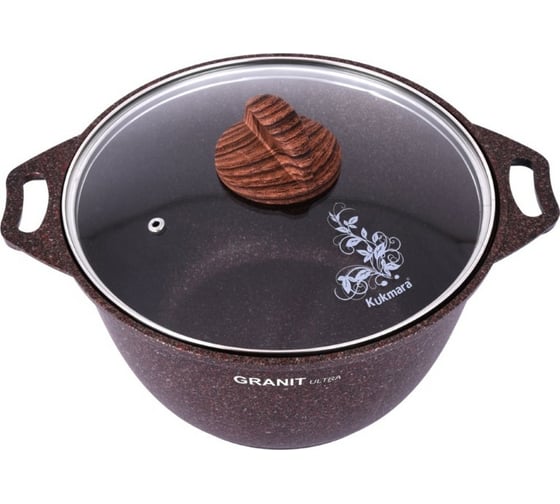 Кастрюля Kukmara линия Granit ultra red 4 л со стеклянной крышкой антипригарное покрытие ПД8032