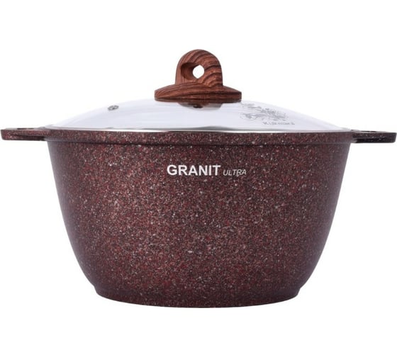 Кастрюля Kukmara линия Granit ultra red 4 л со стеклянной крышкой антипригарное покрытие ПД8032