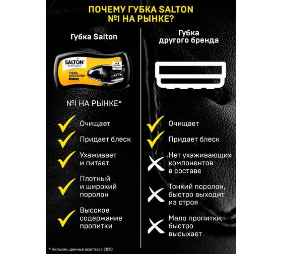 Губка-волна для обуви из гладкой кожи SALTON Дизайн черный 18/72 2017 52/09