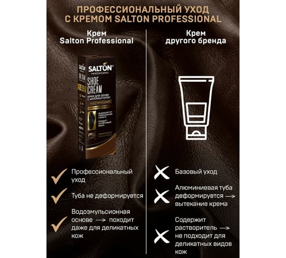 Крем для обуви SALTON PROF в тубе 75 мл темно-коричневый 12 0007/012