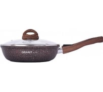 Сковорода Kukmara линия Granit ultra red 24 см со съемной ручкой со стеклянной крышкой антипригарное покрытие ТП9322