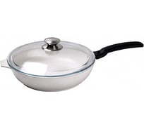 Сковорода Kukmara со съемной ручкой стеклянной крышкой антипригарное покрытие светлый мрамор ПС5505