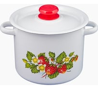 Эмалированная кастрюля Сибирские товары цилиндрическая, 3.5 л, декор с пластиковой кнопкой ХП2069