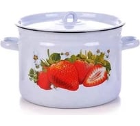 Эмалированная кастрюля Сибирские товары цилиндрическая, 8.0 л, декор ХП3759