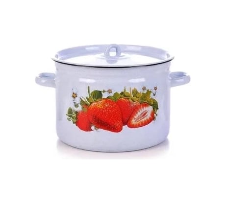 Кастрюля цилиндрическая эмалированная Сибирские товары 8,0 л, декор в ассортименте ХП3759