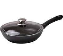 Сковорода Kukmara с ручкойс утолщенным дном со стеклянной крышкой антипригарное покрытие ТБ13236