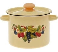 Эмалированная кастрюля Сибирские товары цилиндрическая, 3.5 л, декор, палевая с петлей ПС773