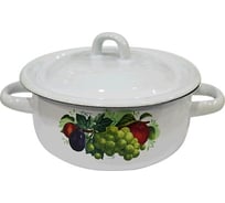 Эмалированная кастрюля Сибирские товары цилиндр, 1.5 л, декор с пластиковой кнопкой ПД0936