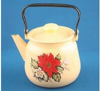 Эмалированный чайник Сибирские товары 3.5 л, сферический, декор белый с пластиковой кнопкой ТБ12076