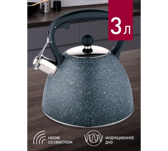 Чайник Alpenkok AK-534 нержавеющая сталь 3,0 л, со свистком 12 Р1-00008287