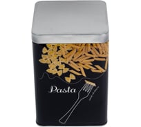 Металлическая банка Mallony с крышкой квадратная объем 1000 мл дизайн Макароны 008618