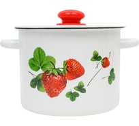 Эмалированная кастрюля Сибирские товары цилиндрическая, 3.5 л, крышечка, декор с пластиковой кнопкой ПС3539