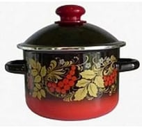 Эмалированная кастрюля Сибирские товары Рябинушка сферическая, 2.0 л, с ободком ТП473