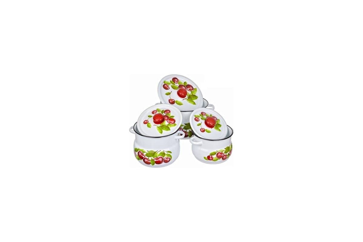 Эмалированный набор Сибирские товары 11 Вишневый сад 3 предмета ТБ2583 ...