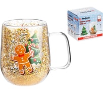 Кружка стеклянная с двойными стенками PERFECTO LINEA 380 мл, серия CHRISTMAS-2 30-380261