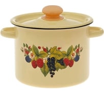 Эмалированная кастрюля Сибирские товары цилиндрическая, 3.5 л, декор, палевая с пластиковой кнопкой ПД6290