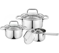 Набор кастрюль Pomi d'Oro 20 см, 24 см и ковш 16 см с крышками P-640555 Vittoria