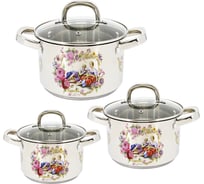 Набор кастрюль Pomi d'Oro 18 см, 20 см, 24 см с крышками P640560 Lovers