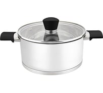 Кастрюля Mallony Gourmetобъем 2.5 л из нержавеющей стали с крышкой из жаропрочного стекла 007958