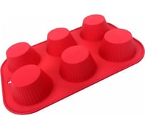 Силиконовая форма для выпечки кексов КОШКИН ДОМ 6 ячеек, 29x17.4x3.6 см 50-11-003