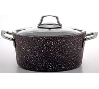 Кастрюля Катюша Модус алюминий 24 см, 4,0 л, стеклянная крышка, металлические ручки-хром, черный гранит 5021-400-2