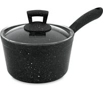 Ковш КАТЮША Модус алюминий 16 см, 1,4 л, стеклянная крышка, черный гранит 39040-160-2