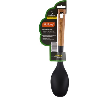 Ложка Mallony FORESTA из нейлона, с пластм ручкой, дизайн под дерево, 32,5x7 см 006460