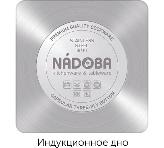 Ковш NADOBA GERDA со стеклянной крышкой, 16 см/1,5 л, 726014