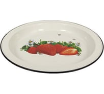 Блюдо Сибирские товары Клубника садовая эмаль 3.0 л с декором, палевое ХП9803