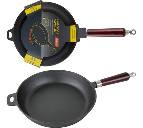 Чугунная сковорода Mallony с деревянной ручкой CIF22-W диаметр 22 см 983002