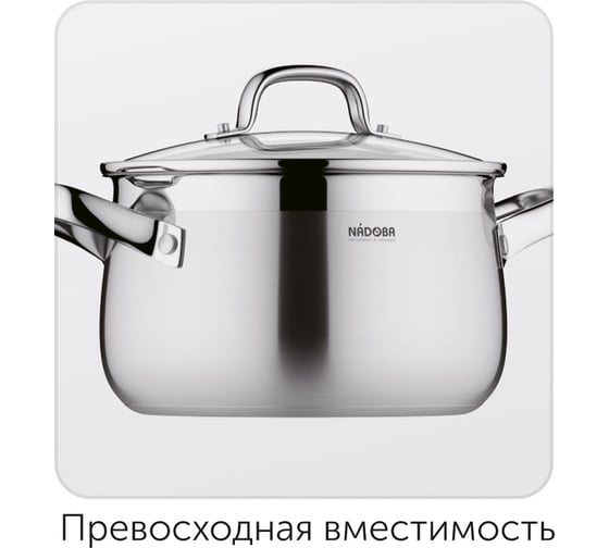 Кастрюля NADOBA VORSA со стеклянной крышкой, 20 см/4,2 л, 727112