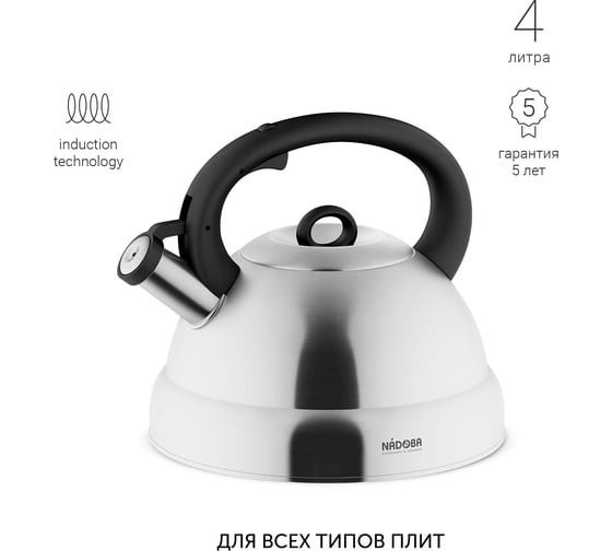 Чайник со свистком NADOBA BERNA 4,0 л, 731101