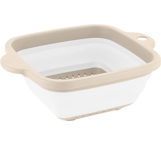 Дуршлаг складной Sugar&Spice Barberry, квадратный с боковыми ручками, 2,2 л, латте 282874 1