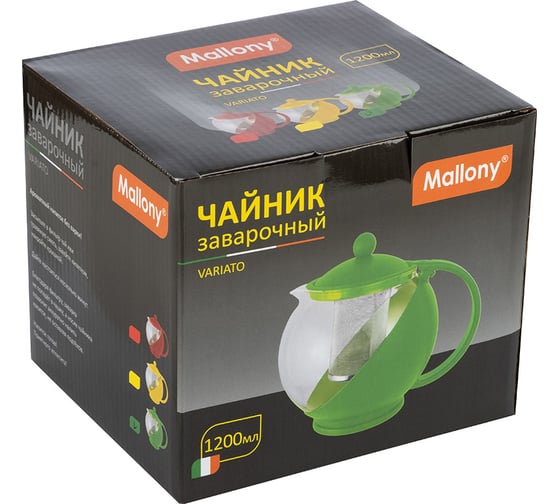 Заварочный чайник Mallony VARIATO объем 1.2 л пластиковый корпус фильтр из нержавеющей стали цвета в ассорт 910103
