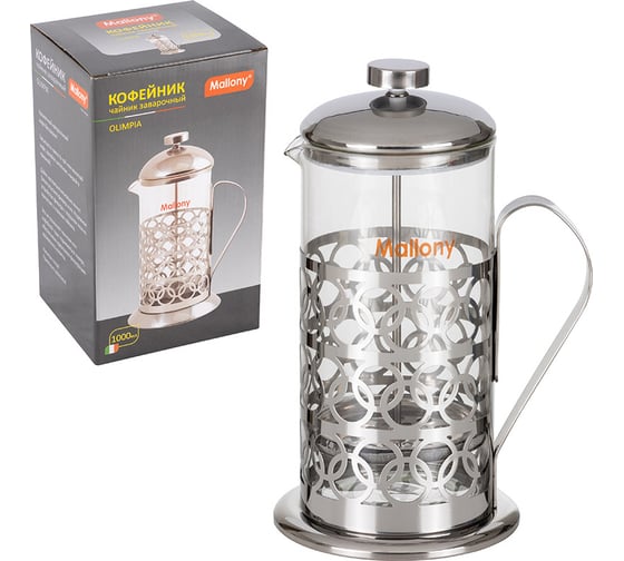 Чайник/кофейник Mallony кофе-пресс Olimpia T046-1000ML сталь 950093