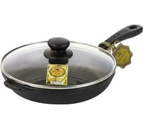 Чугунная сковорода Maysternya литая 22x4 см со стекланной крышкой T2012С3
