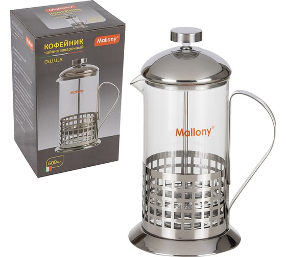 Чайник/кофейник Mallony кофе-пресс Cellula B511-600ML сталь аналог 950004 12 шт тр 950138