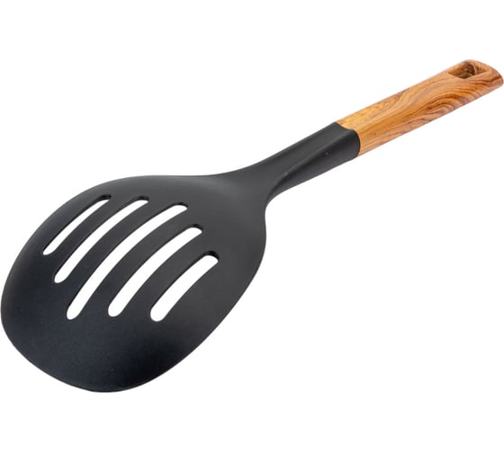 Шумовка Mallony FORESTA из нейлона, с пластиковой ручкой, дизайн под дерево, 34x10,5 см 006462
