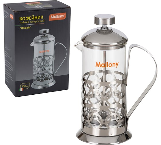 Чайник/кофейник Mallony кофе-пресс Olimpia T046-350ML сталь аналог 950090 тр 12 шт 950100