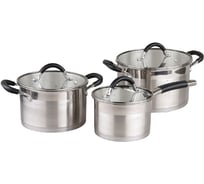 Набор кастрюль Pomi d'Oro 20 см, 24 см и соусник 16 см с крышками PSS-640030 Caro