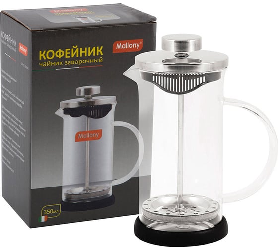 Чайник/кофейник Mallony кофе-пресс NERO 350 мл из боросиликатного стекла цвет черный 950065