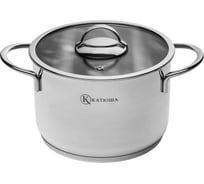Кастрюля КАТЮША Platinum нержавеющая сталь, 20x13,5 см, 3,9 л, стеклянная крышка 200-200