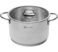Кастрюля КАТЮША Platinum нержавеющая сталь, 26x16 см, 8,0 л, стеклянная крышка 200-260