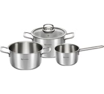 Набор КАТЮША Марта нержавеющая сталь, 4 предмета кастрюли 2,3 л, 3,3 л, стеклянная крышка 18 см, ковш 1 л 140-04-0