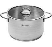 Кастрюля КАТЮША Platinum нержавеющая сталь, 24x15,5 см, 6,5 л, стеклянная крышка 200-240