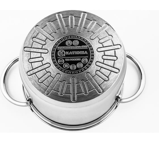 Кастрюля КАТЮША Platinum нержавеющая сталь, 24x15,5 см, 6,5 л, стеклянная крышка 200-240