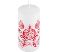 Свеча Волшебная страна Deco Christmas 56х120 Шарики красные на белом 008161