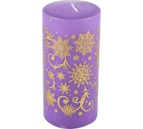 Свеча Волшебная страна Deco Christmas 56x120 Зимние узоры-2 золото на сиреневом 103436
