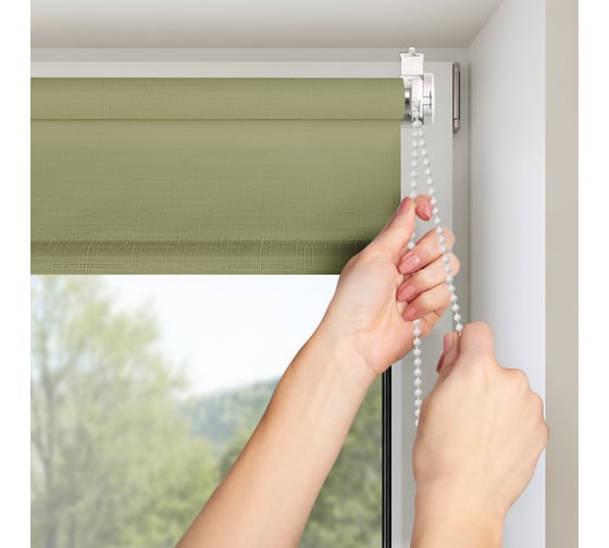 Рулонная штора PRAKTO Shantung 200x175 см, оливковый 6533636